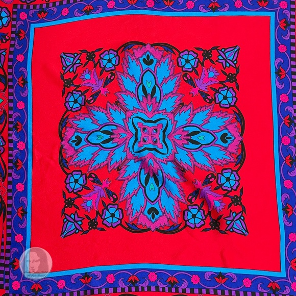 Liz Claiborne Scarf Shawl 100% Silk Bold Abstract Floral Print 34in Vintage - Picture 4 of 5